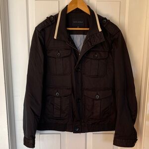 Banana Republic Men’s Black Military Jacket Bomber pockets zip up fall